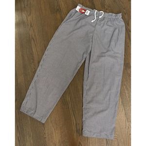 CHEF WORKS Culinary Mens Pants Black & White Check SZ 2XL Drawstring 3 pkt NWT!